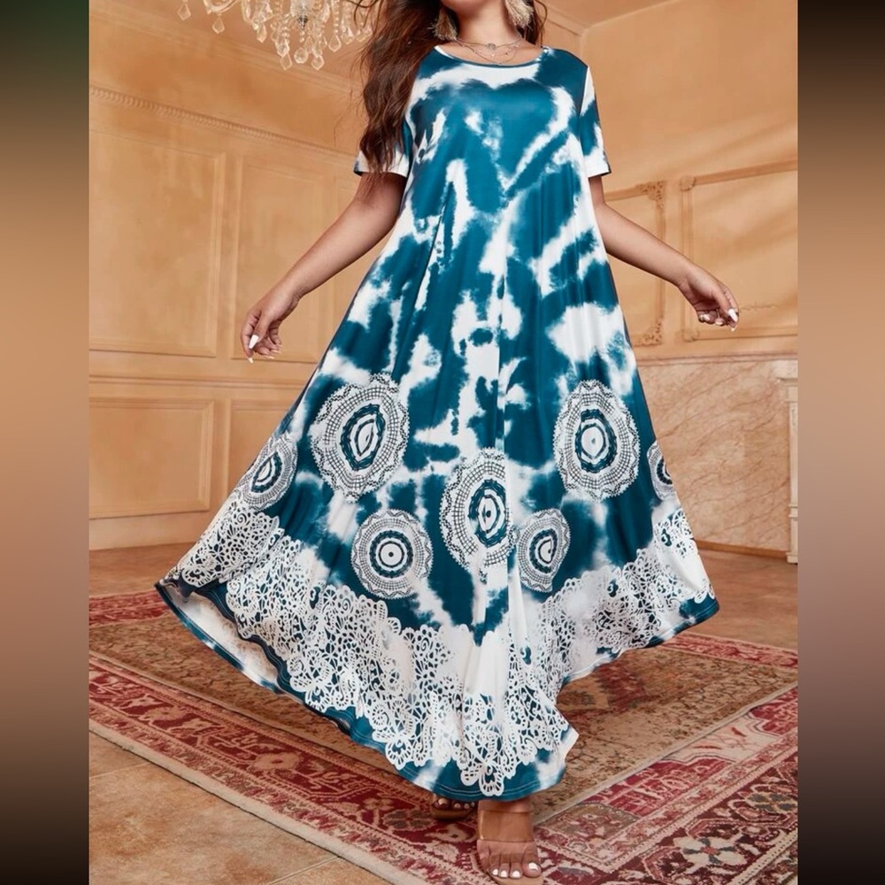 Plus size tie dye maxi dress